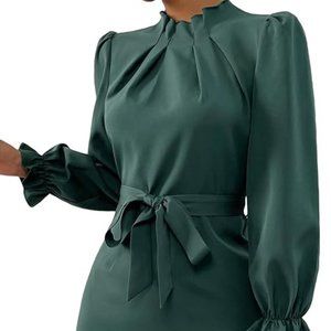 Mock Neck Dress Hunter Green Size L